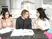 Серена Сантос отсасывает хрен мужу своей сестры сидя под столом